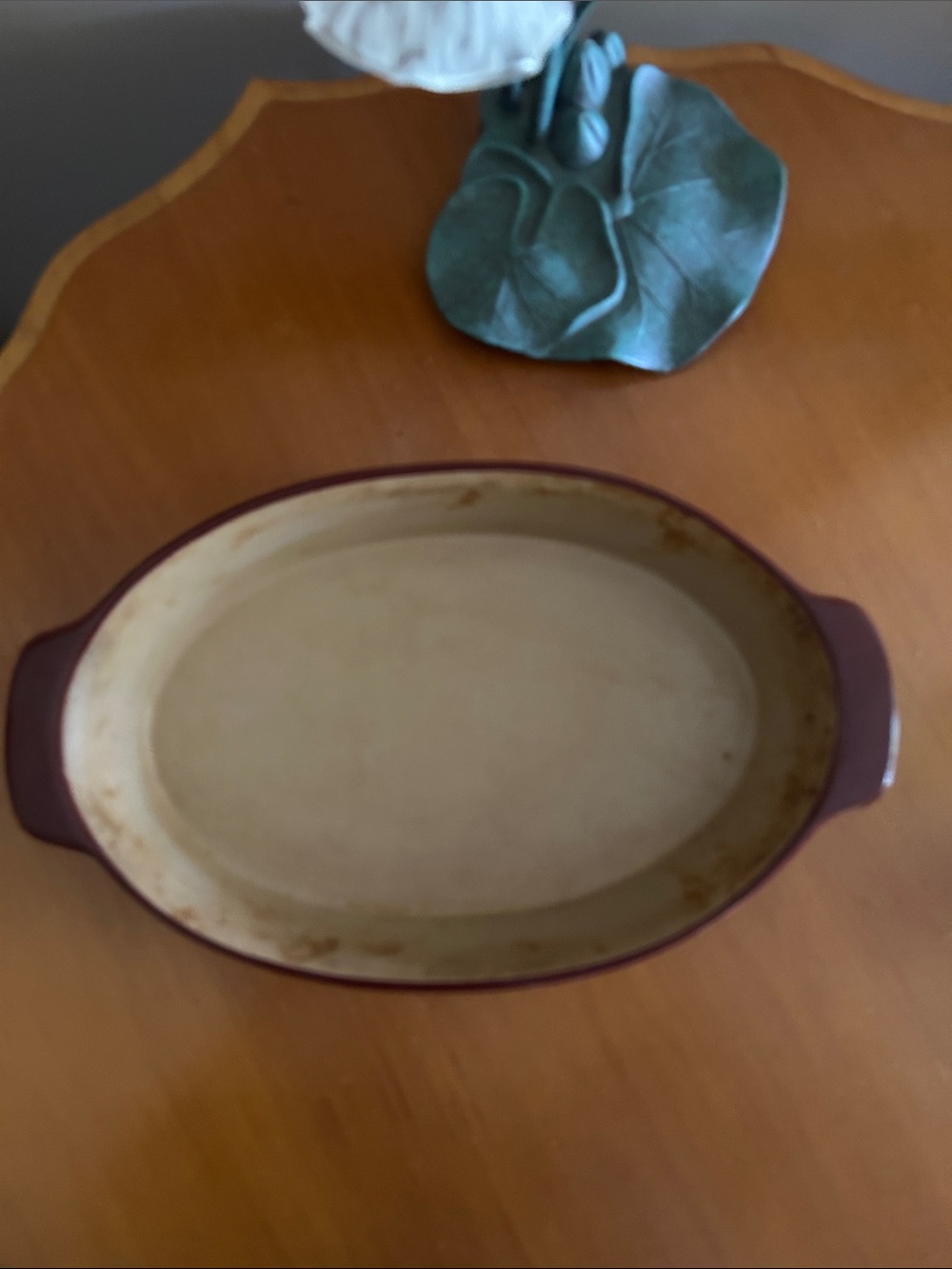 Pampered Chef Oval Baking Dish in Burgundy and Tan - Durable Ovenproof Casser